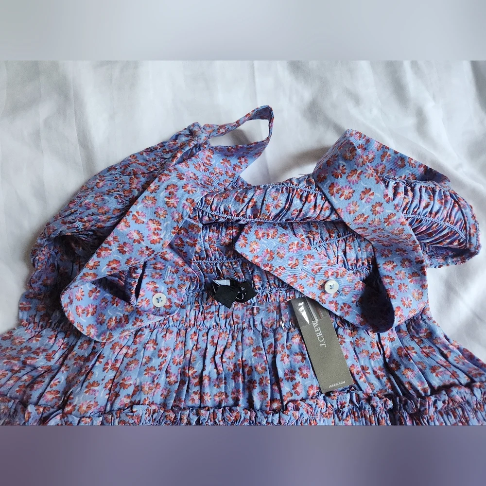 Jcrew Smocked midi dress in summer fields print Floral Purple Bnwt - Picture 10 of 13